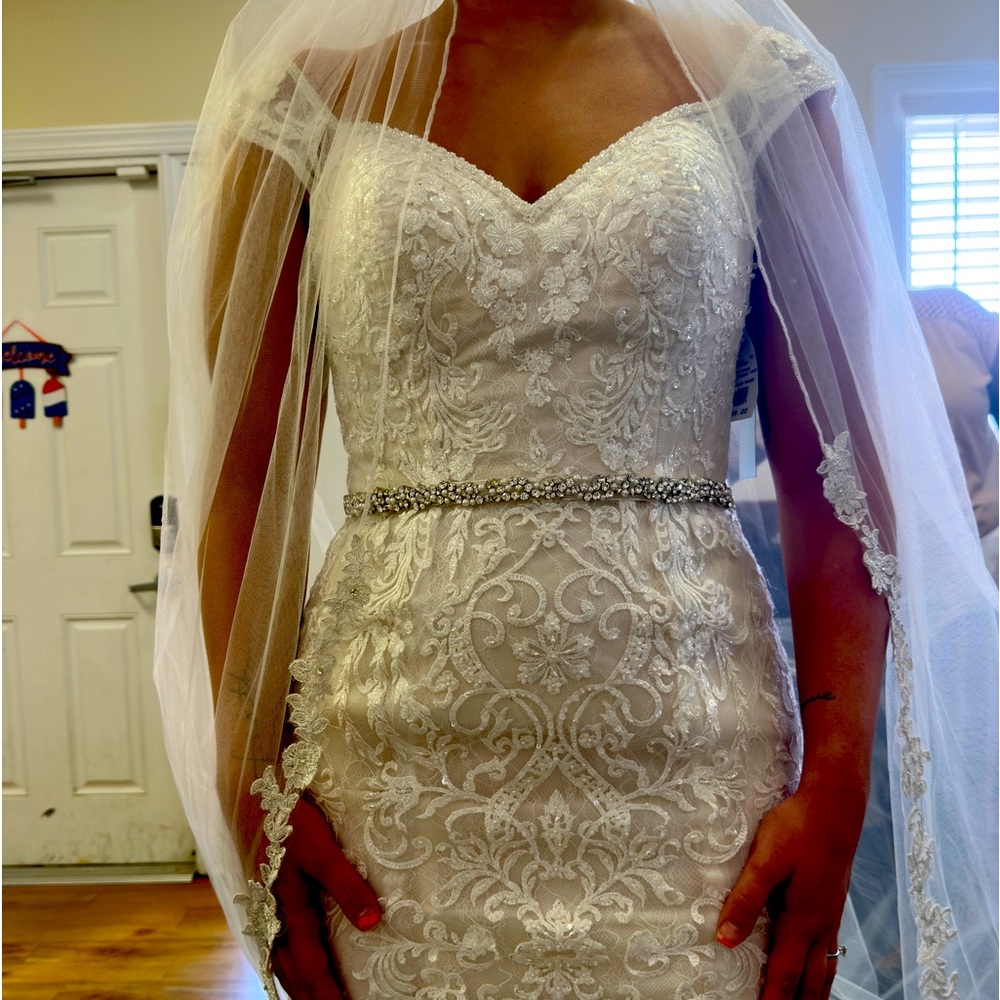 Siza 8 off the shoulder beaded ivory wedding dress